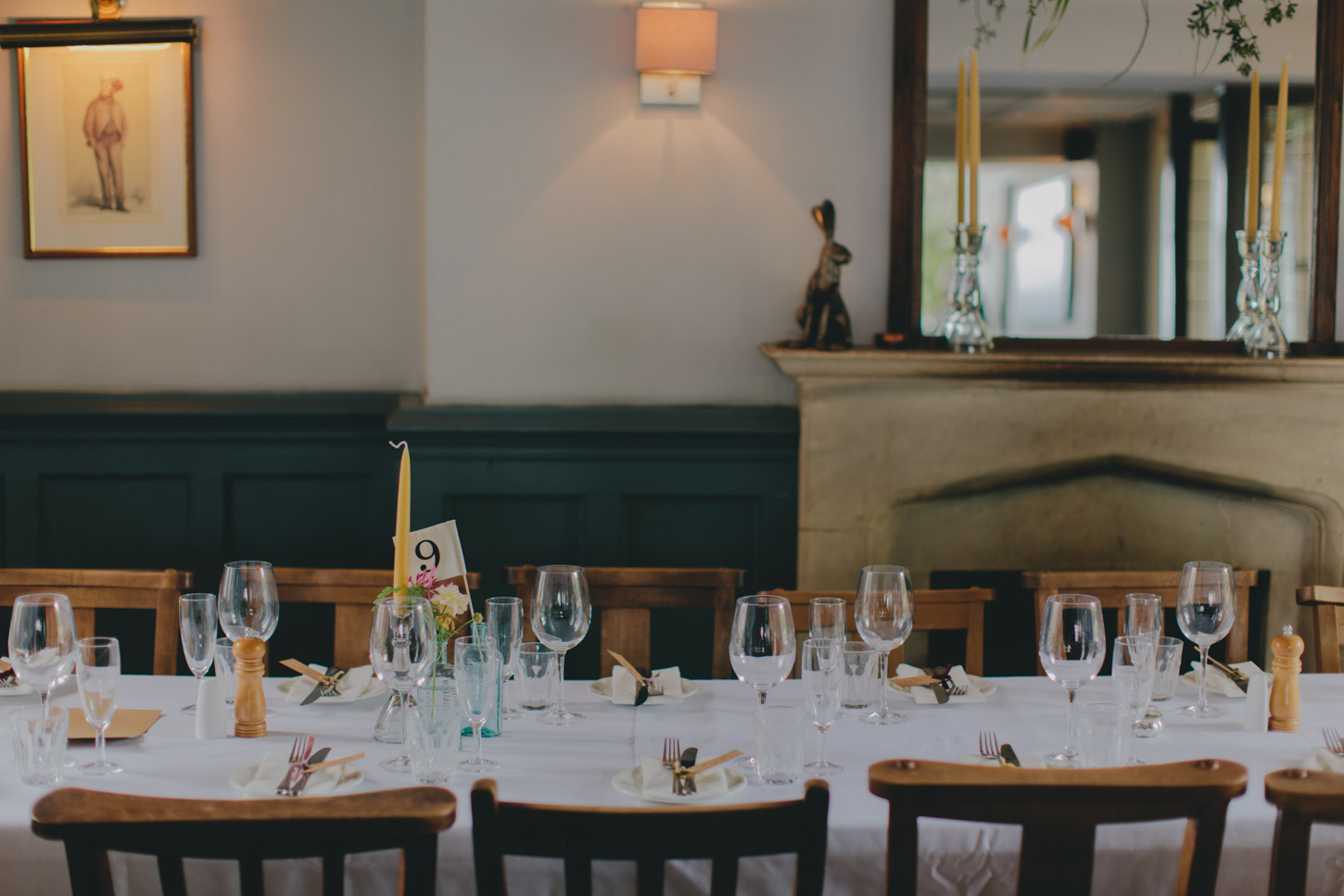 Rustic Pub wedding table settings at Hare and Hound Bath