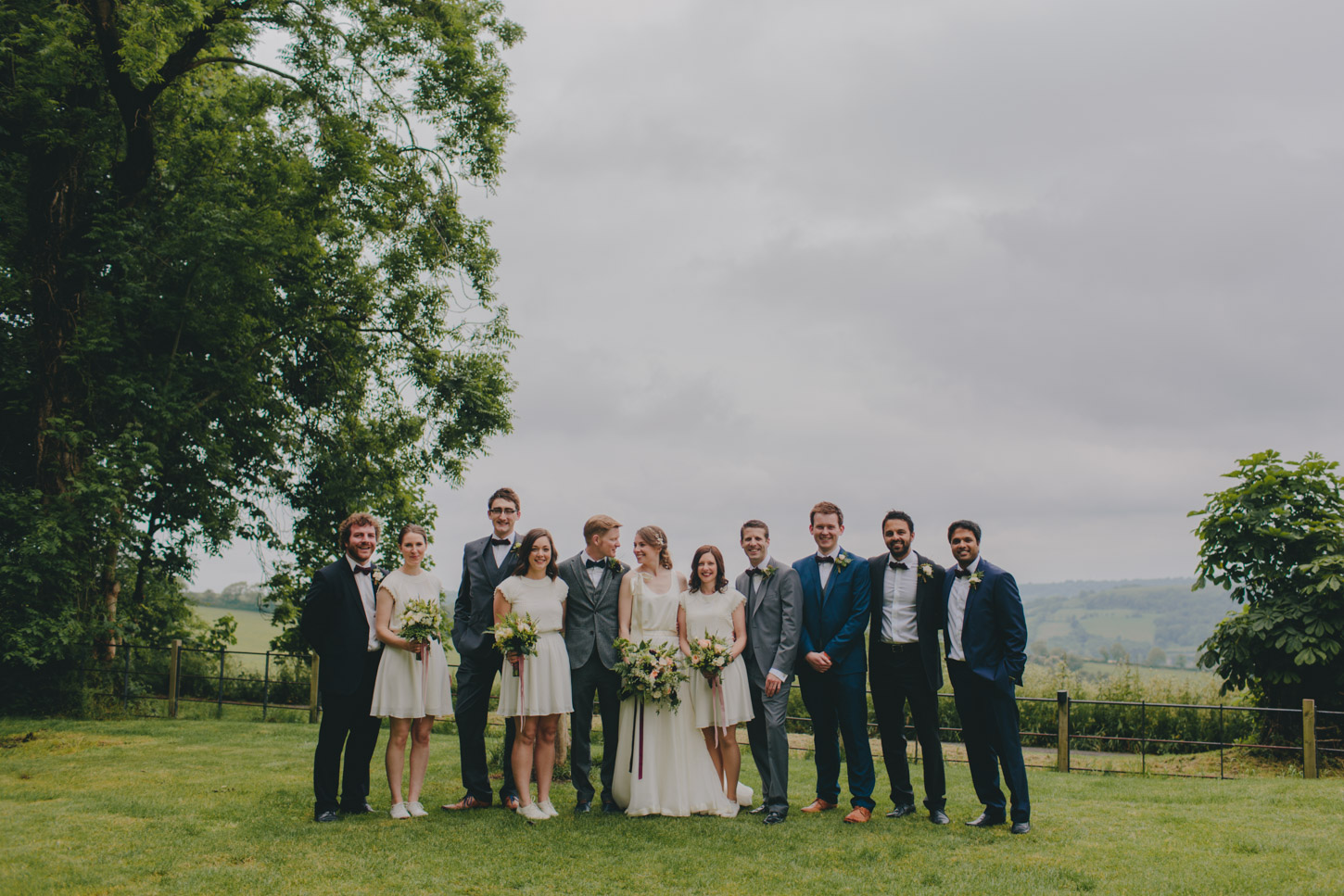Modern Bridal Party in Rural English Setting