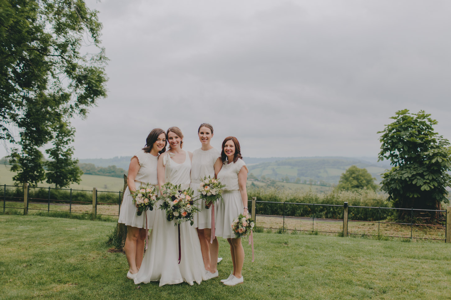 Bridal and her Bridesmaids relaxed english wedding